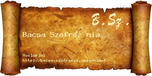Bacsa Szofrónia névjegykártya